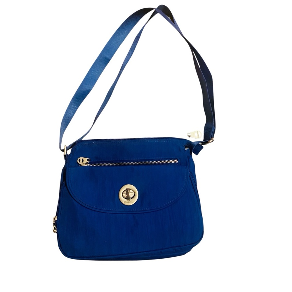 Baggallini Blue Calais Crossbody Travel RFID Bag
